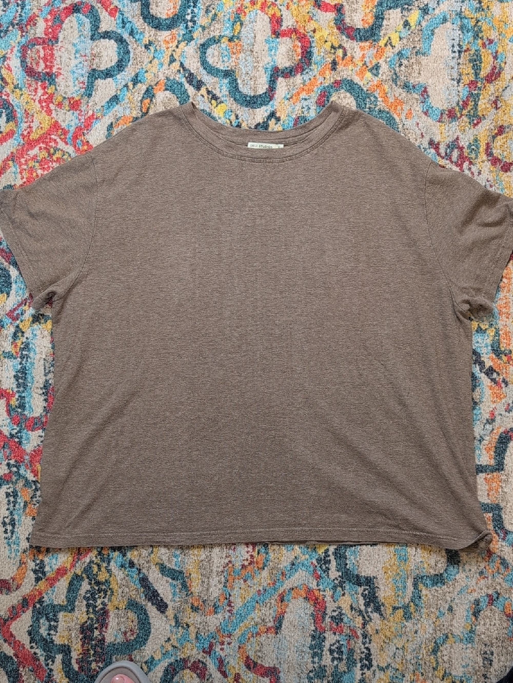 Deiji Studios Oversized Hemp Blend Brown Crew Neck Tee Small